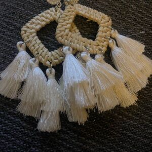 Elegant Cream Tassel Earrings